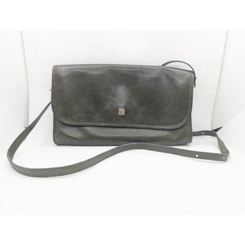 Pierre Balmain France Vintage Bag shoulder Green Dark Leather?  10.3" x 6.5"